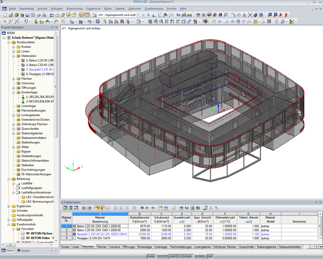 Gesamtmodell der Schule in RFEM (© Rohmer)
