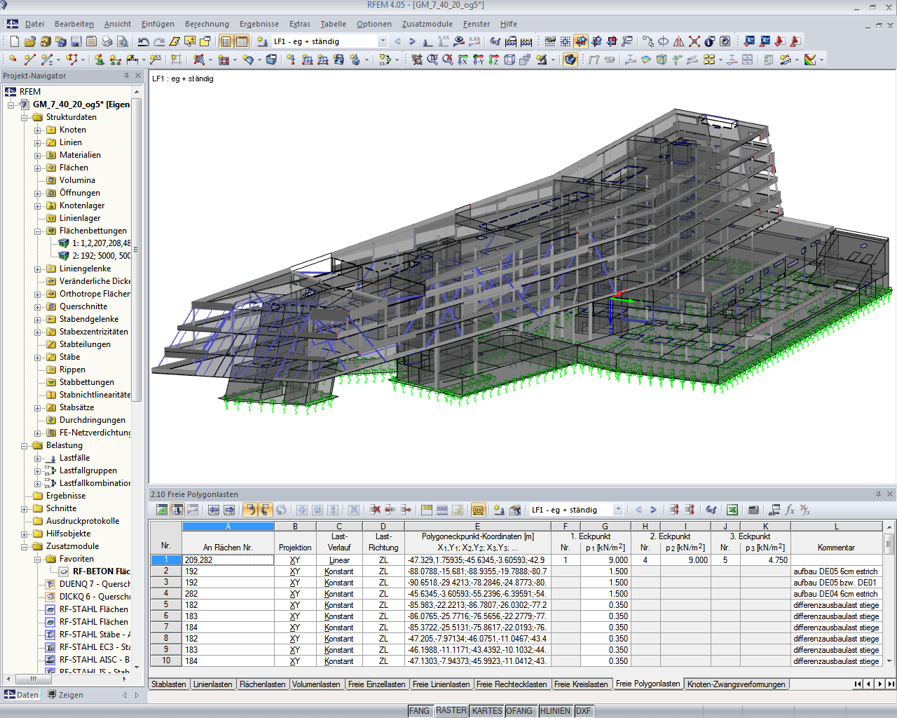Berechnungsmodell Bauteil 1 in RFEM (© www.werkraum.com)