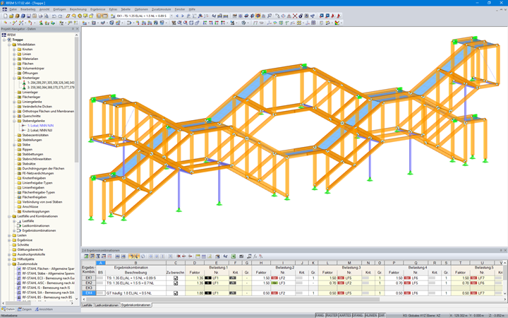 RFEM-Modell der Treppenkonstruktion aus Holzfachwerkbindern (© Josef Kolb AG)
