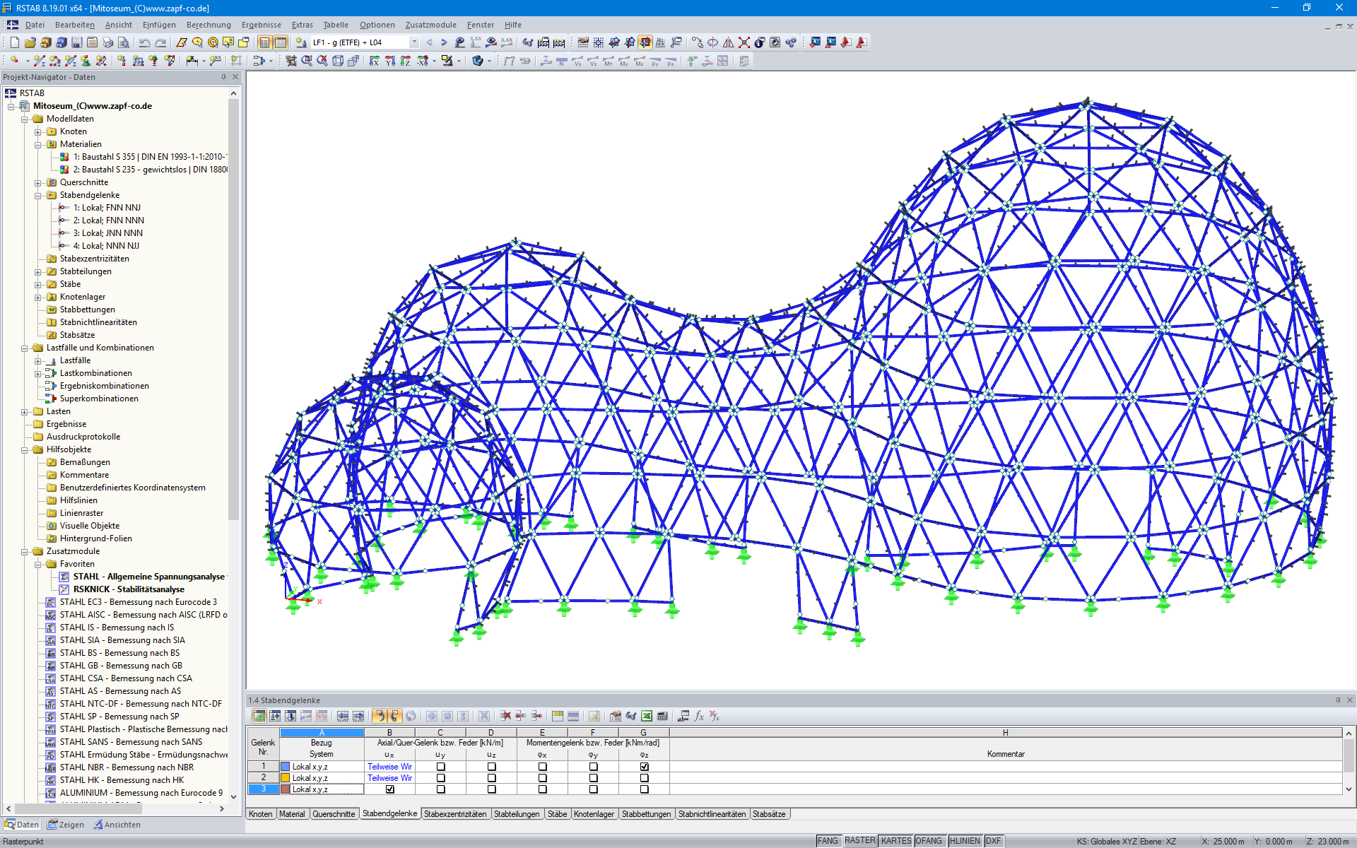 3D-Modell des Empfangsgebäudes in RSTAB (© zapf & co.)