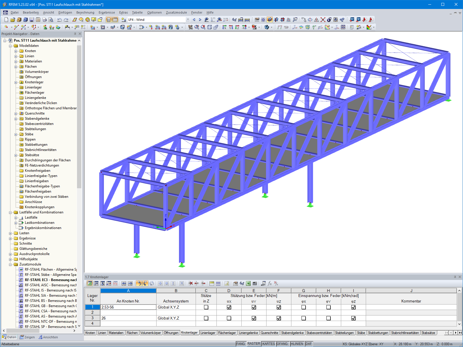 Räumliches Fachwerk des „Laufschlauches“ in RFEM (© Statik Breinbauer)