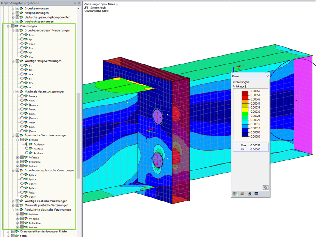 Erweiterte Ausgabe der Verzerrungen von Flächen im Projekt-Navigator - Ergebnisse von RFEM