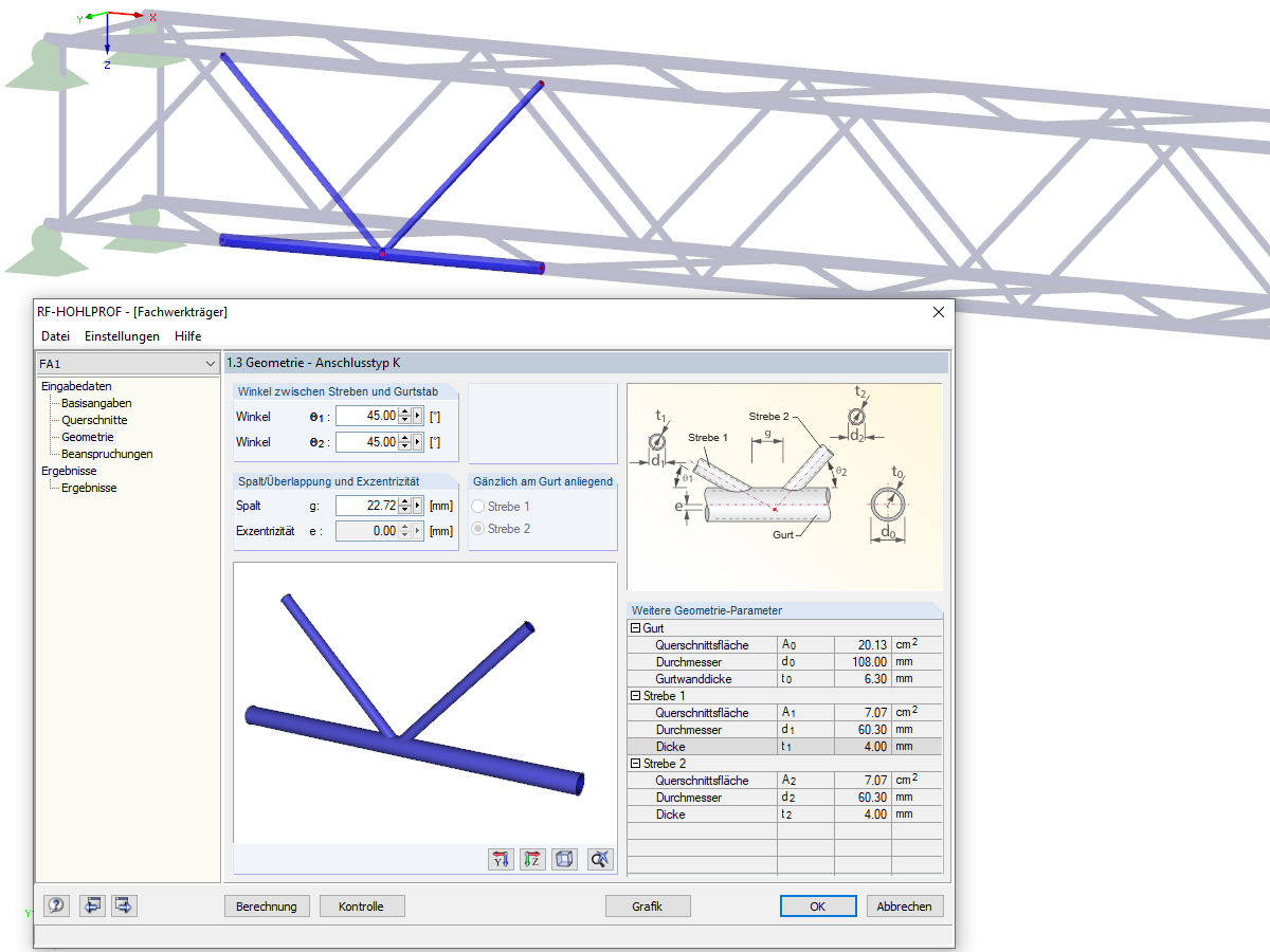 Darstellung der Maske 1.3 Geometrie in RF-/HOHLPROF
