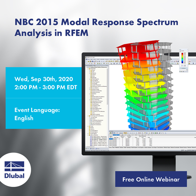 Modales Antwortspektrenverfahren in RFEM nach NBC 2015