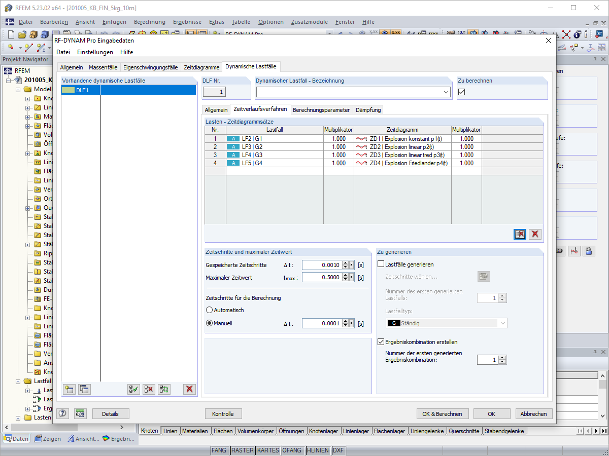Dynamischer Lastfall: Zeitdiagrammsätze