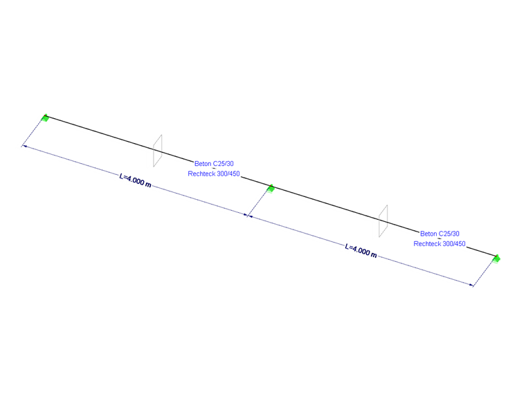 Statisches System mit Angabe der Querschnittsabmessungen sowie des Materials