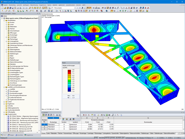 Verformungsbild des Wassersportcenters in RFEM (© Kmod Enginyeria en Fusta SL)