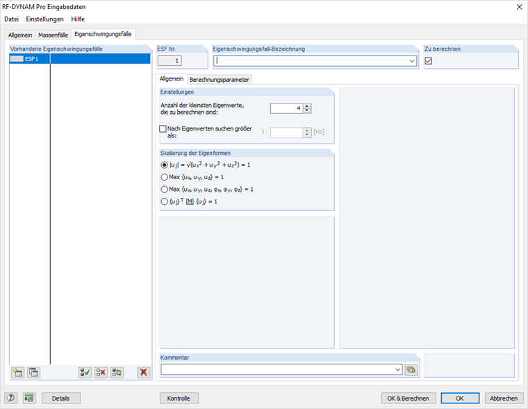Dialog "Allgemein" in RF-/DYNAM Pro