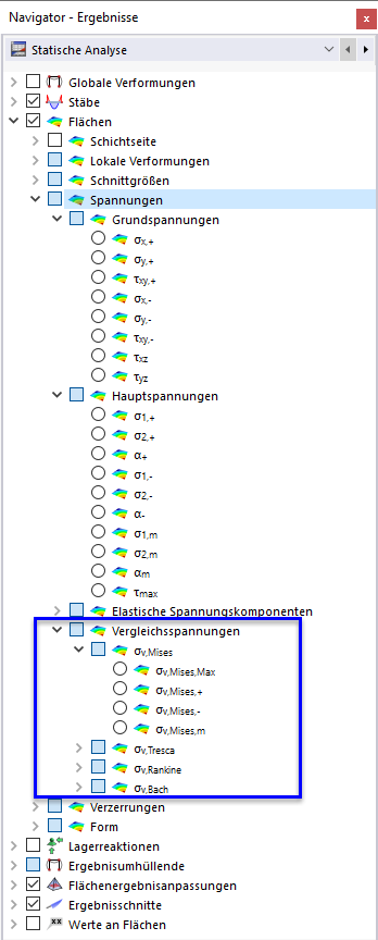 Spannungen von Flächen - Vergleichsspannungen