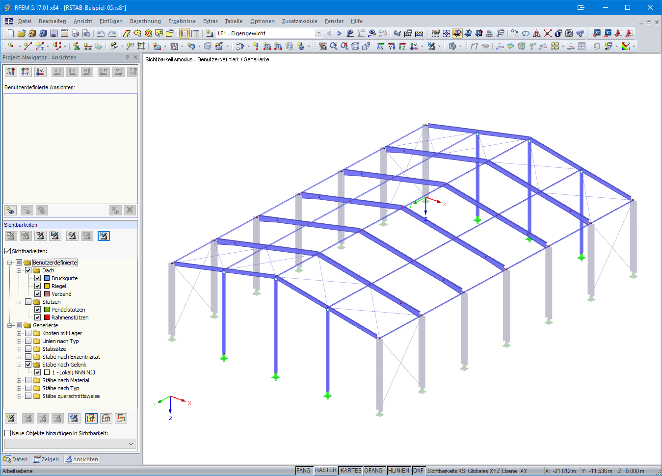 Kombination aus benutzerdefinierten und generierten Sichtbarkeiten
