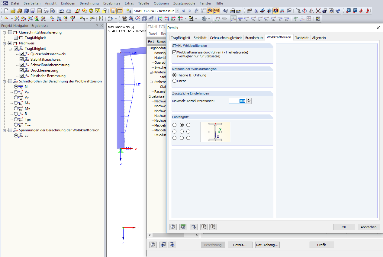 Wölbkraftanalyse in STAHL-EC3