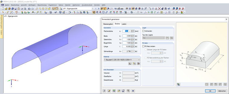 Modellgenerierer Tonnendach