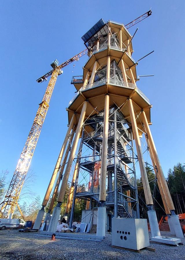 Aussichtsturm in Schömberg während der Bauphase (© Ingenieurbüro Braun GmbH & Co. KG)