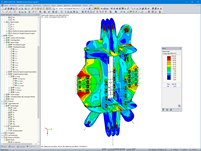 Spannungsanalyse des Stahlteils eines Anschlusses in RFEM (© Ingenieurbüro Braun GmbH & Co. KG)