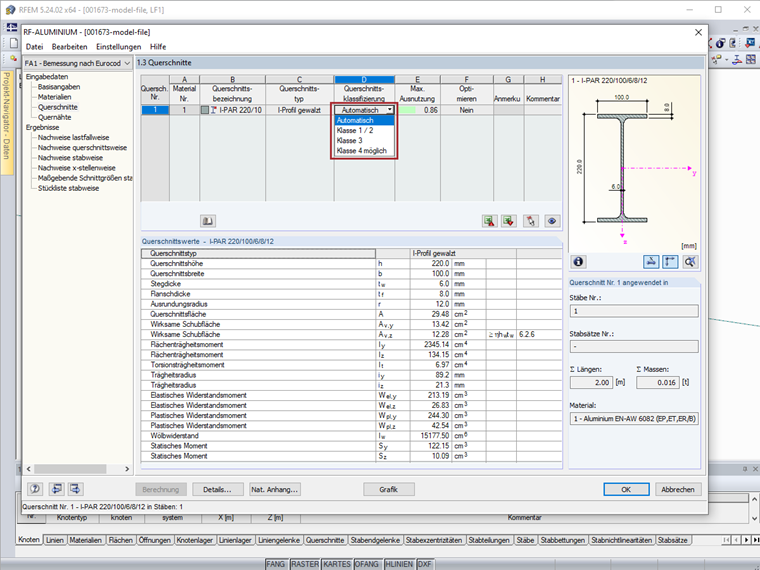 Maske 1.3 Querschnitte