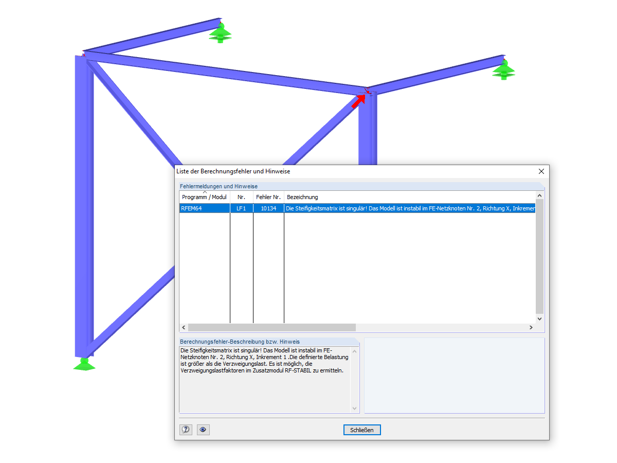 Instabilitätsmeldung wegen Zugstabausfall