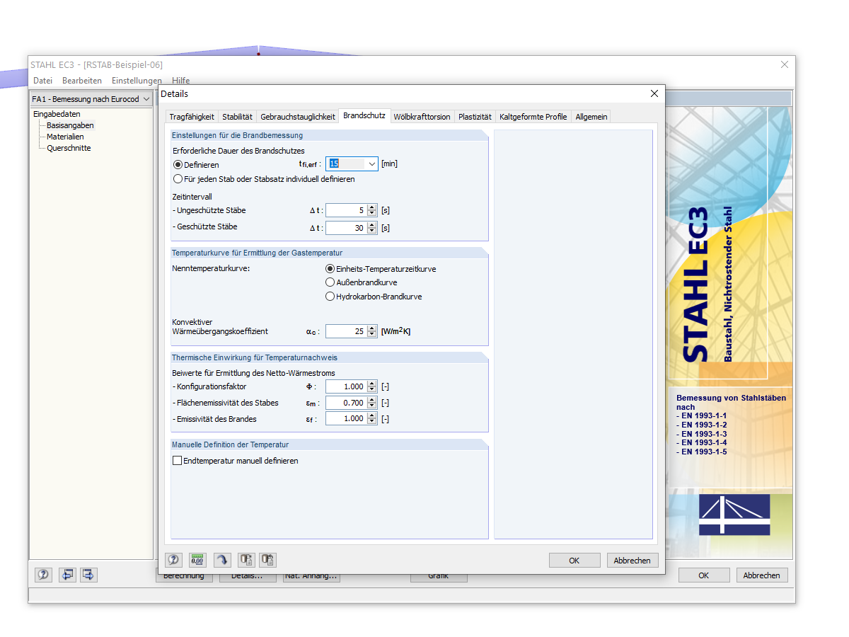Auswahl der Brandkurven