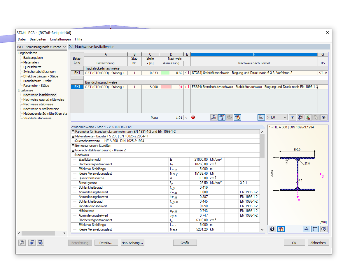 Ergebnisse des Brandschutznachweises