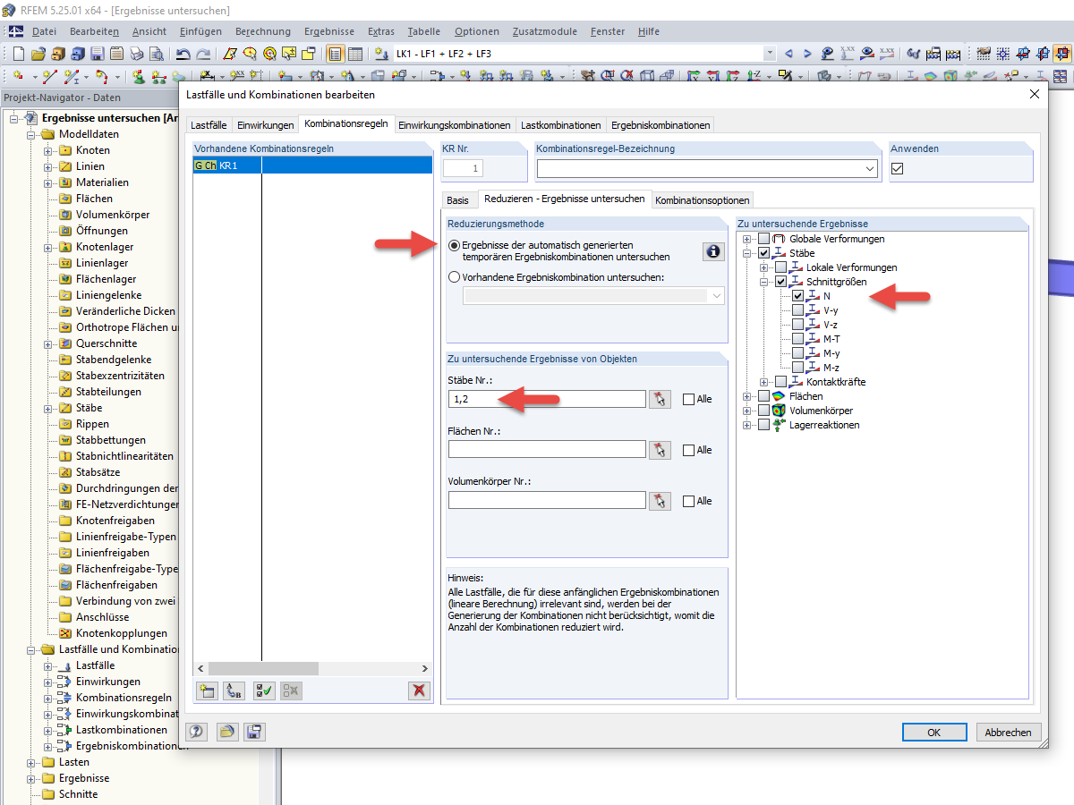Reduzieren - Ergebnisse untersuchen