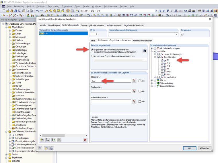 Reduzieren - Ergebnisse untersuchen