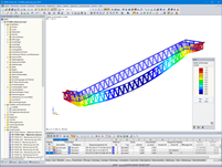 Modell einer Fachwerk-Rolltreppe mit Verformungen in RFEM (© Giant KONE Elevator Co., Ltd.)