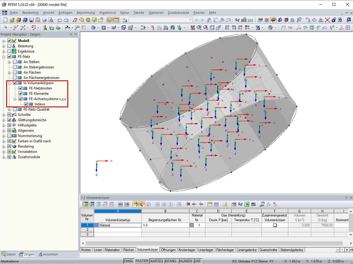 FE-Achsensystem ein- und ausblenden