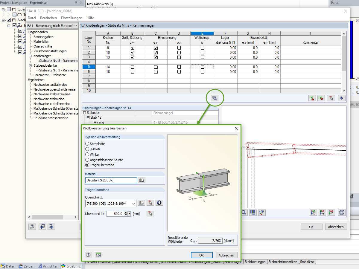 Wölbbehinderung durch einen Trägerüberstand