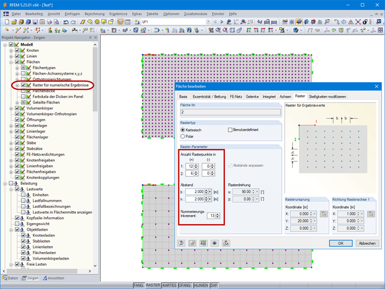 Definition der Rasterpunkte