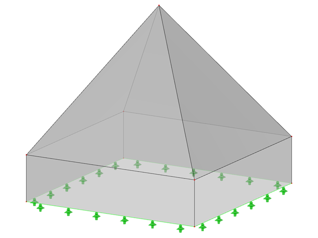 Modell 000510 | FPC001 | Pyramidendach mit Drempelwänden, rechteckiger Grundriss | Pyramidendach mit Drempelwänden