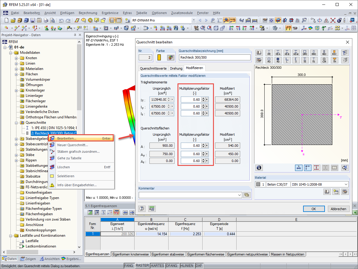 Reduzierung der Steifigkeit