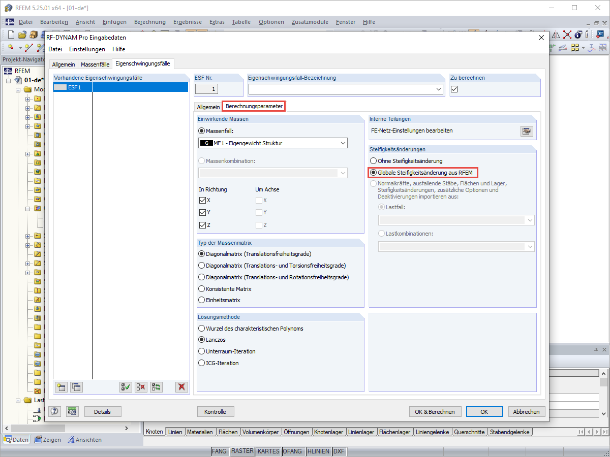 Wahl der Steifigkeitsänderung