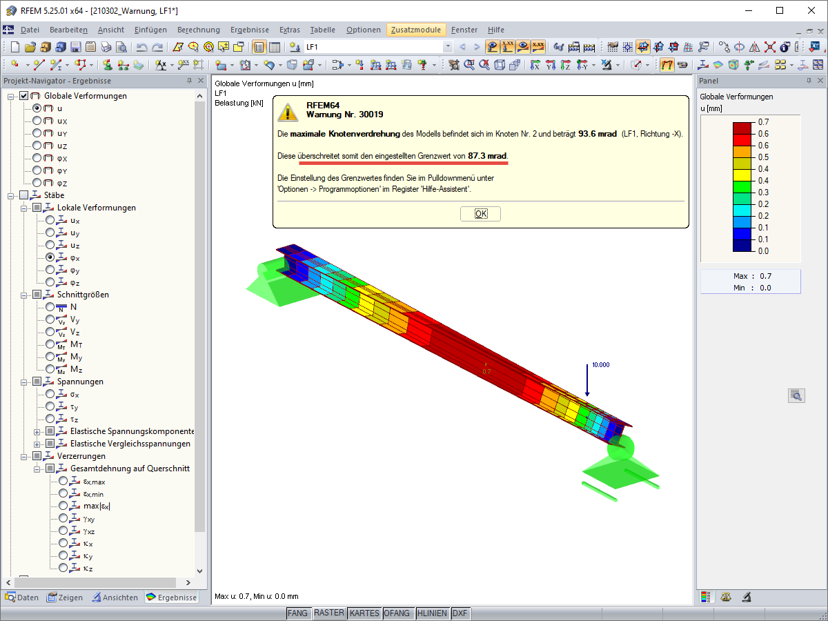 Warnung in RFEM