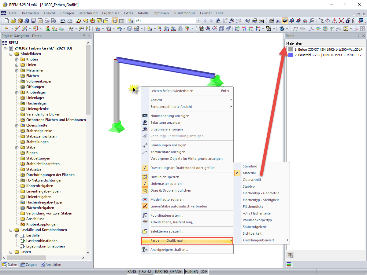 Farben in Grafik nach Material