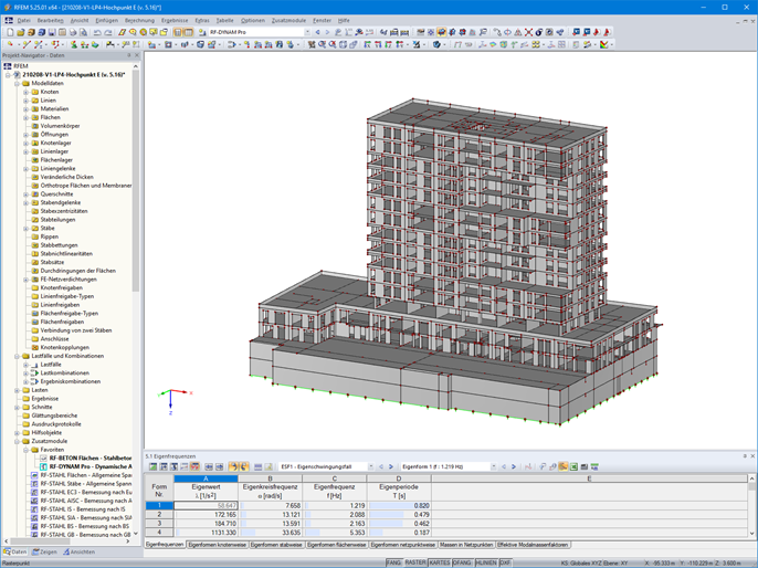 Modell des Wohnhochhauses in RFEM (© bauart Konstruktions GmbH & Co. KG)