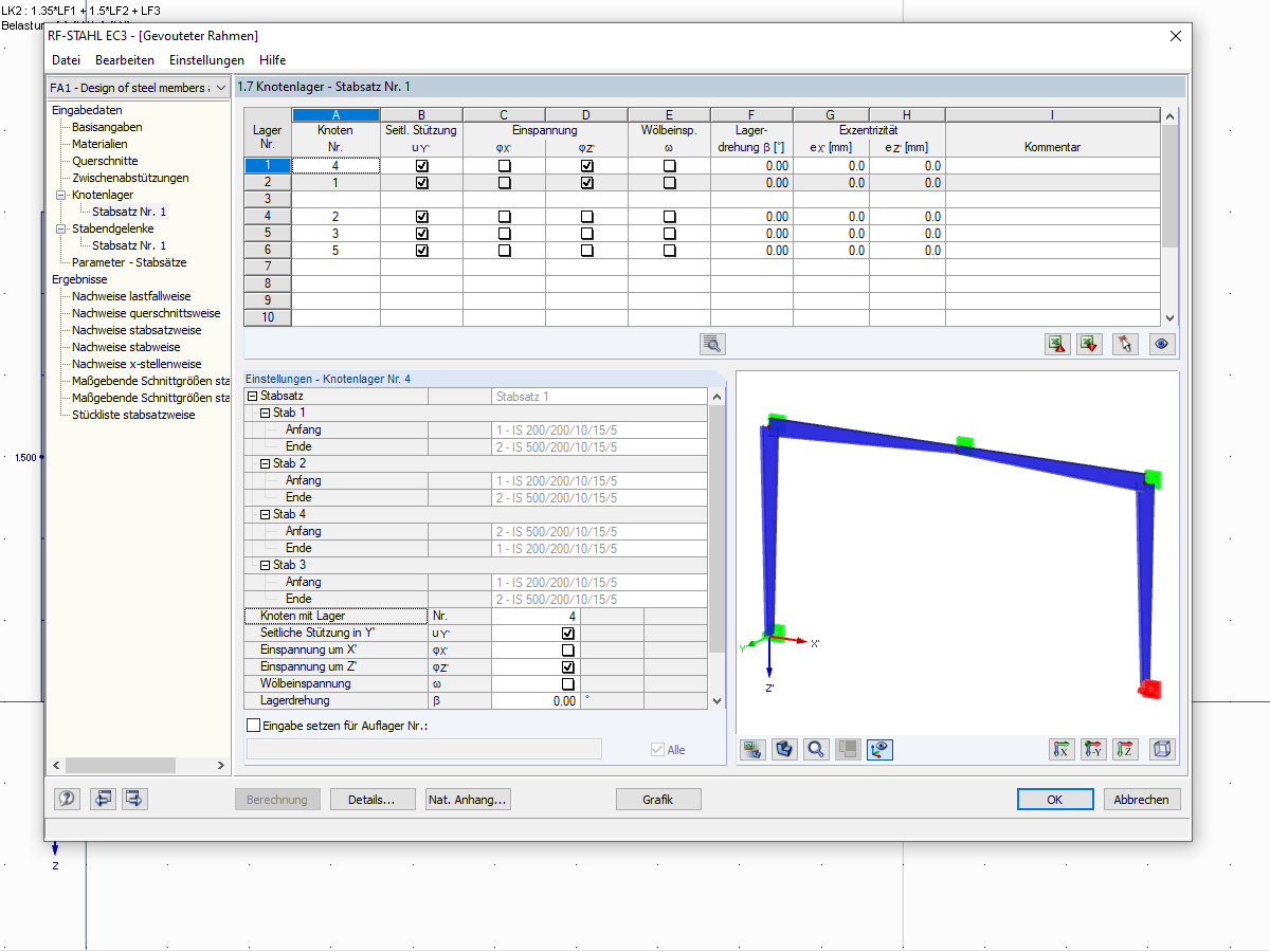 Eingabe der Knotenlager