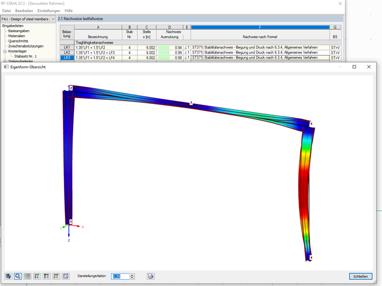 Eigenform für Stabilitätsversagen aus Rahmenebene heraus