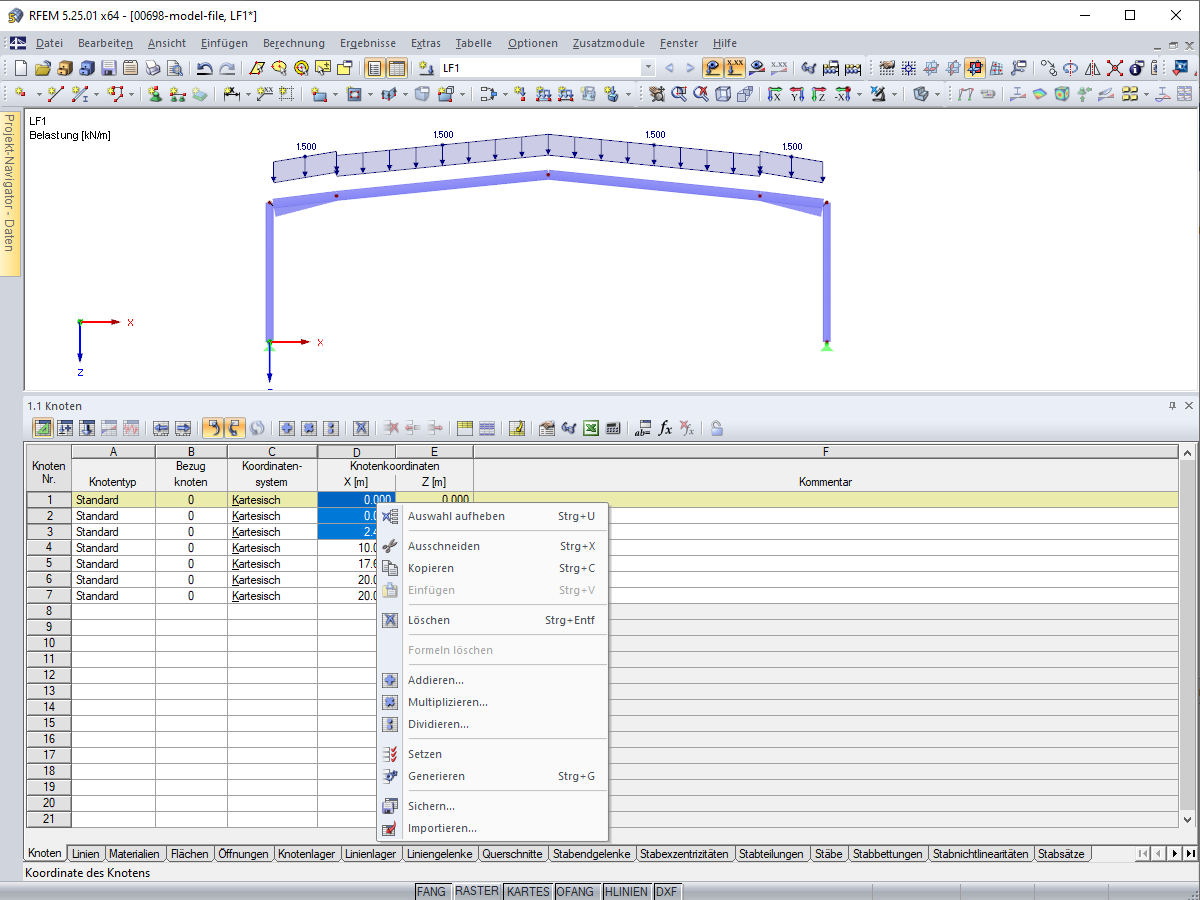 Selektionsfunktionen im Kontextmenü