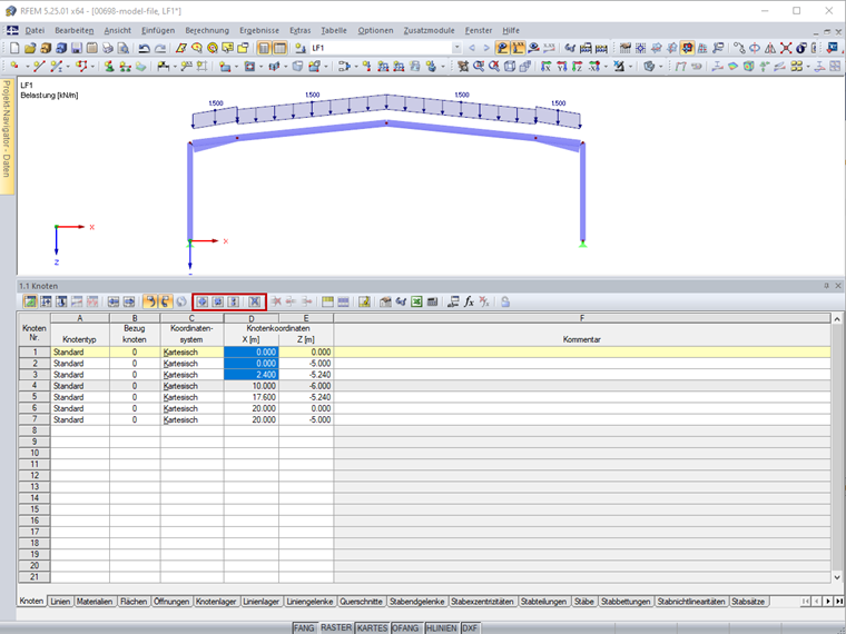 Selektionsfunktionen in der Tabellen-Symbolleiste