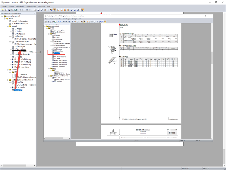Möglichkeit 2 zum Verschieben von Teilen des Ausdruckprotokolls