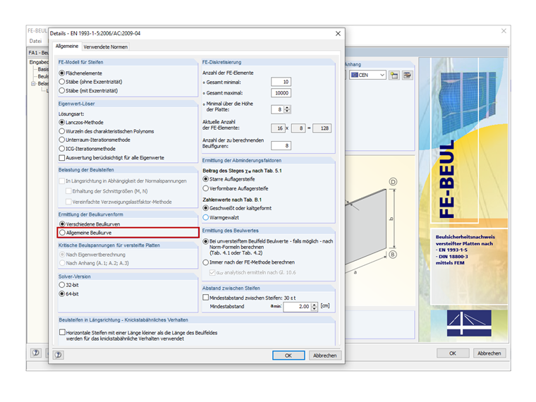 Option "Allgemeine Beulkurve"