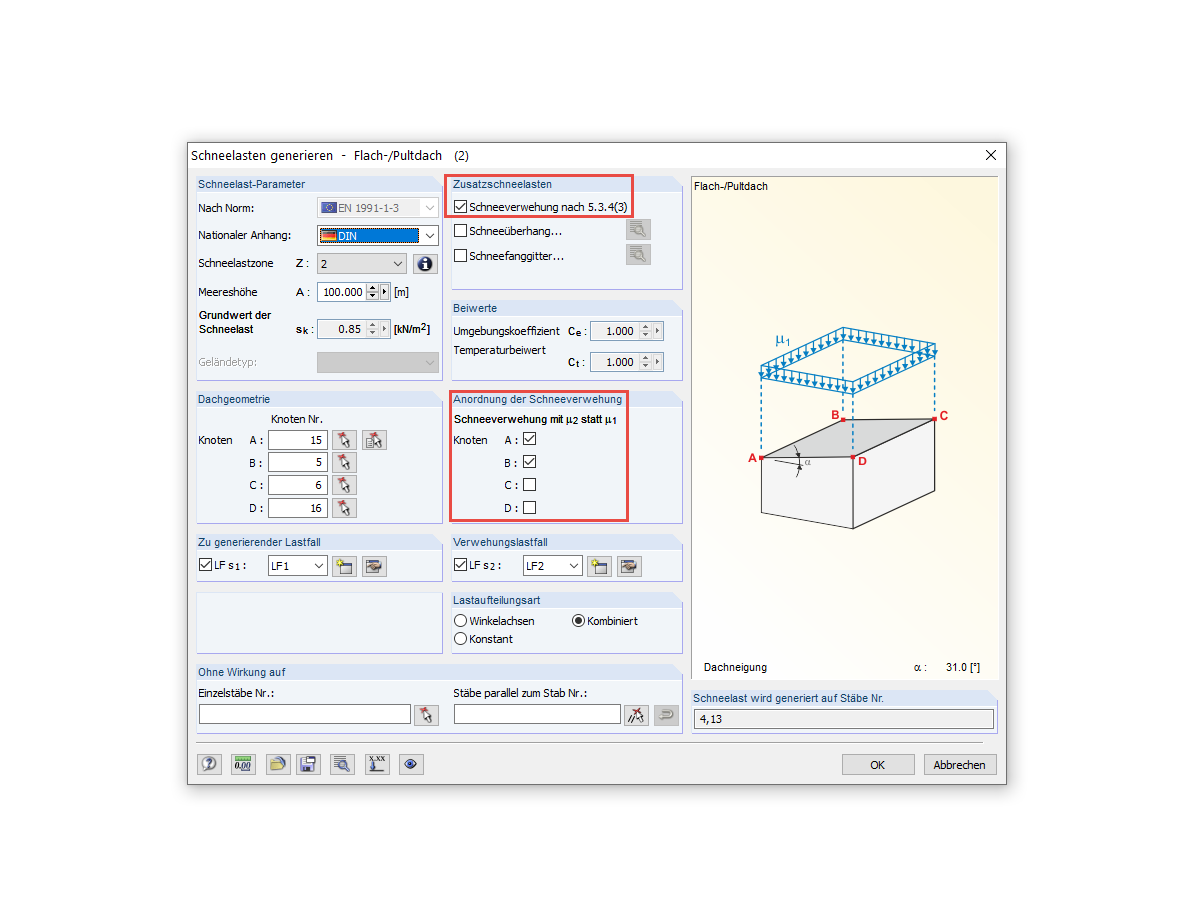 Schneelast generieren