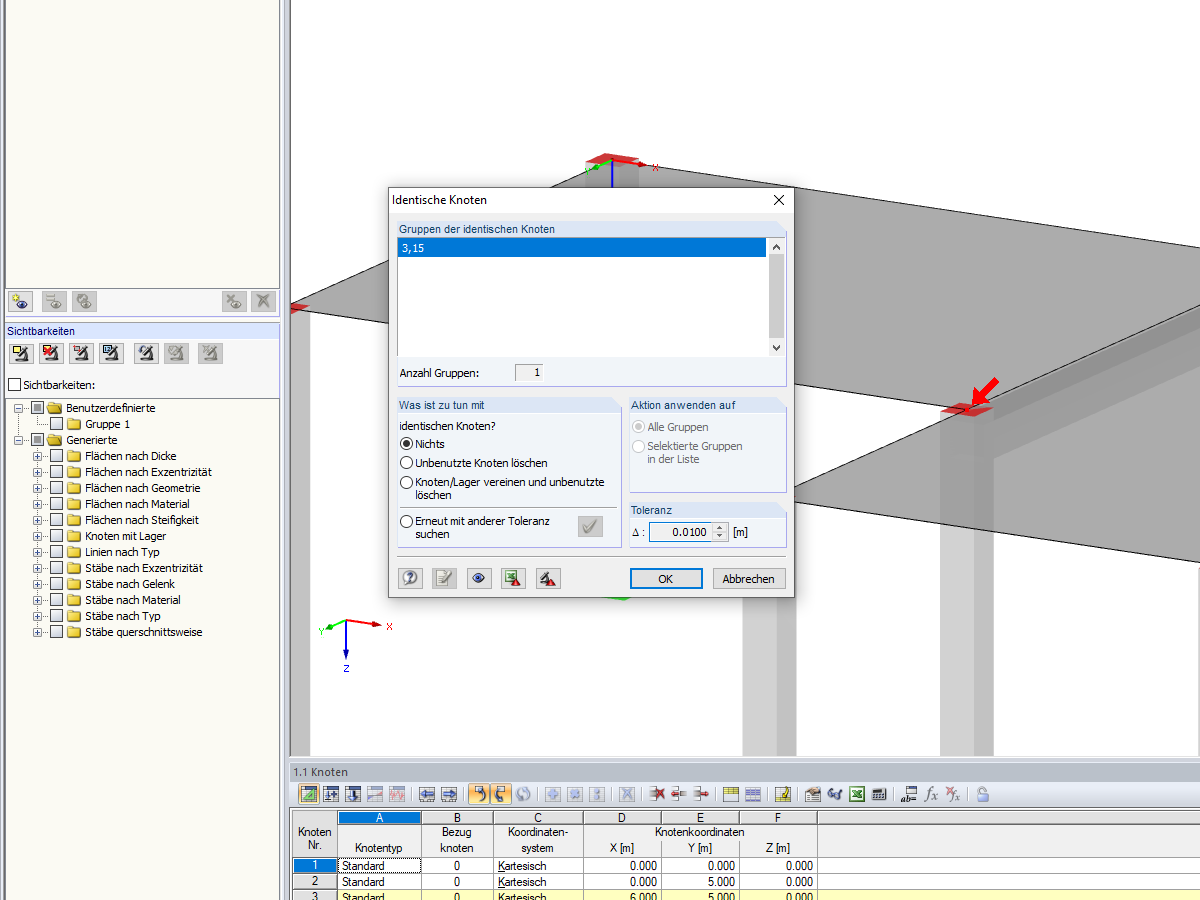 Ansicht der Modellkontrolle