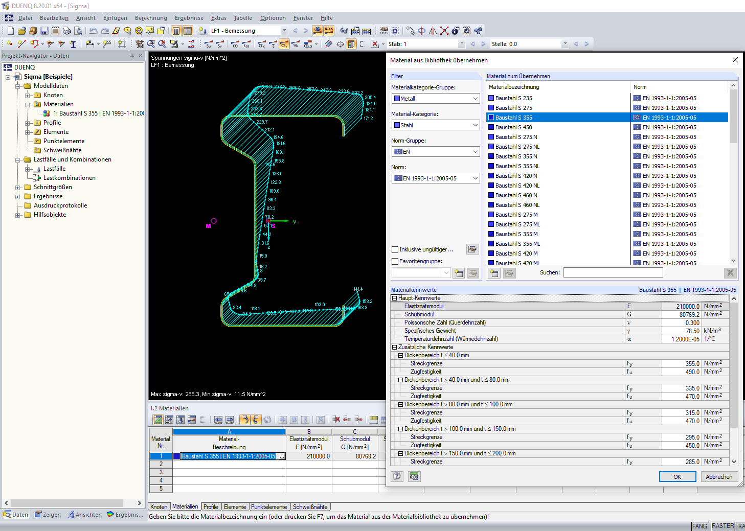Materialauswahl DUENQ