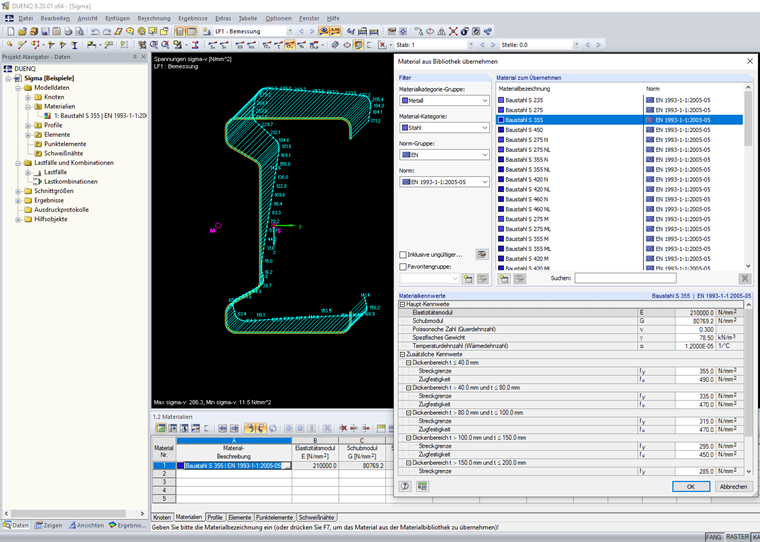 Materialauswahl DUENQ