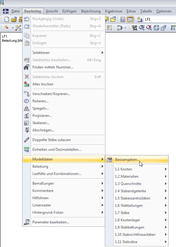 Basisangaben über Menü