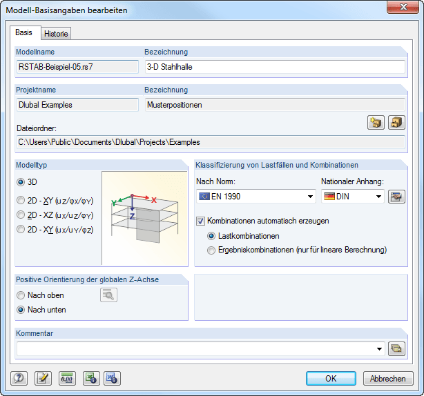 Modell-Basisangaben bearbeiten