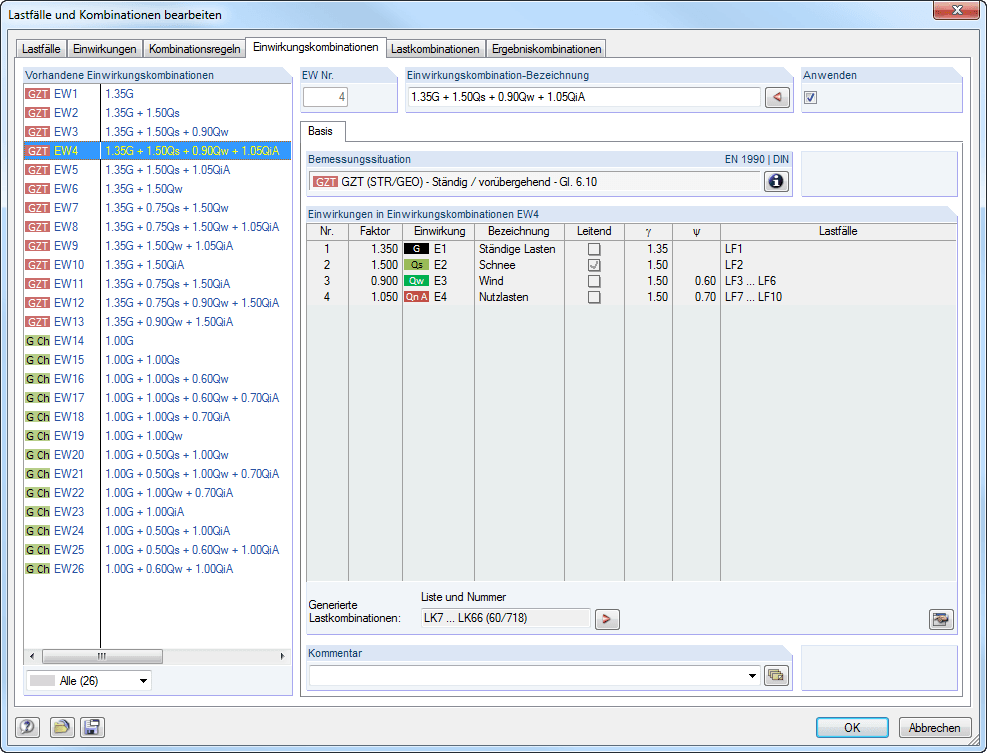 Einwirkungskombinationen