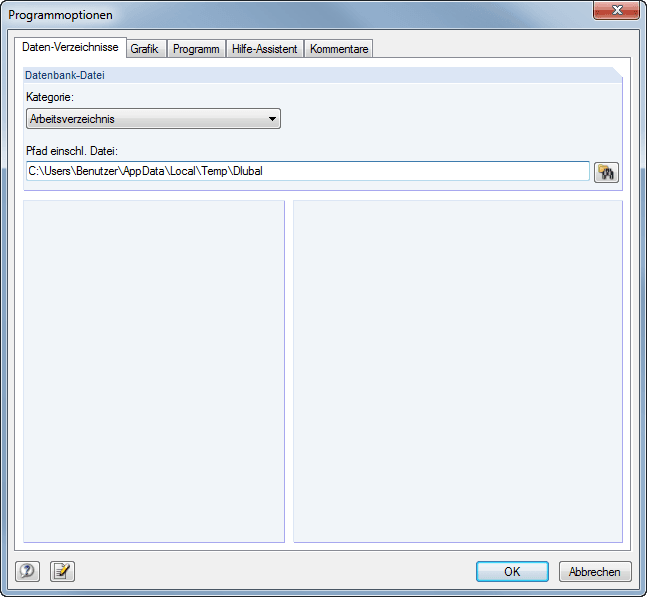 Arbeitsverzeichnis einstellen