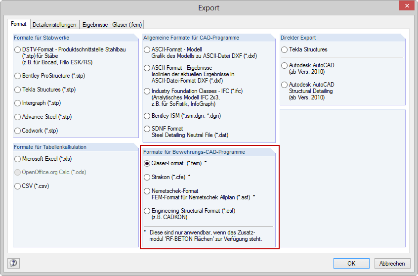 Export Dialog