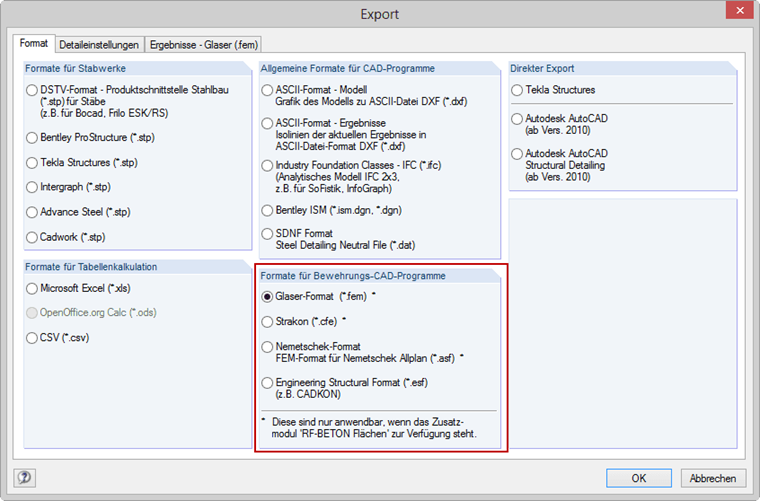 Export Dialog